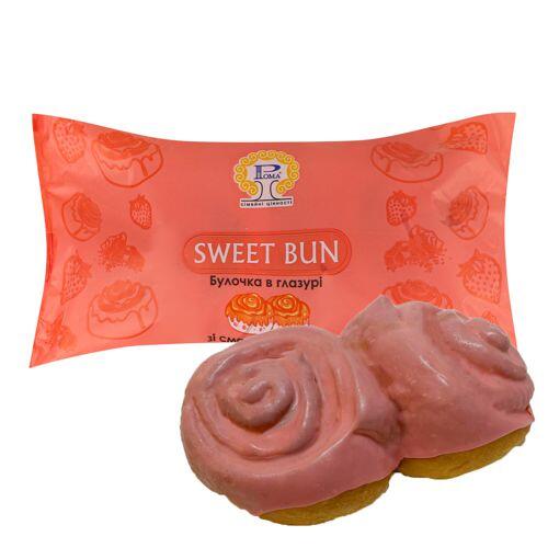 Булочка «SWEET BUN» в глазурі зі смаком полуниці